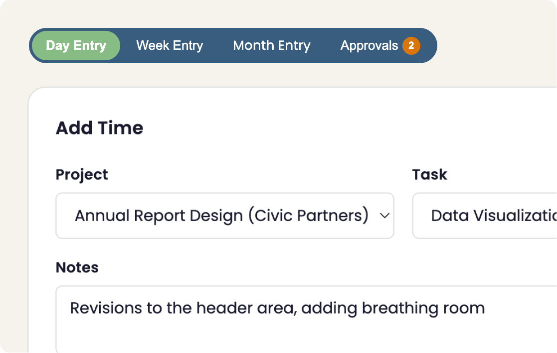 Three Time Being entry modes side by side: stopwatch timer, daily grid, and weekly summary view.
